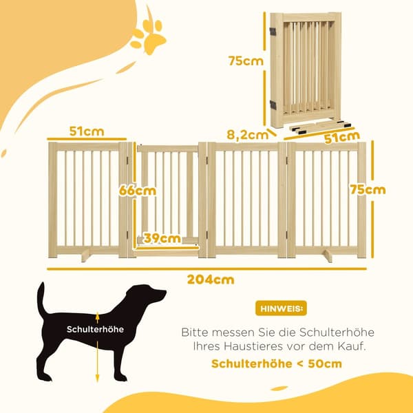 Hundebarriere, 204x75 cm, Naturlig