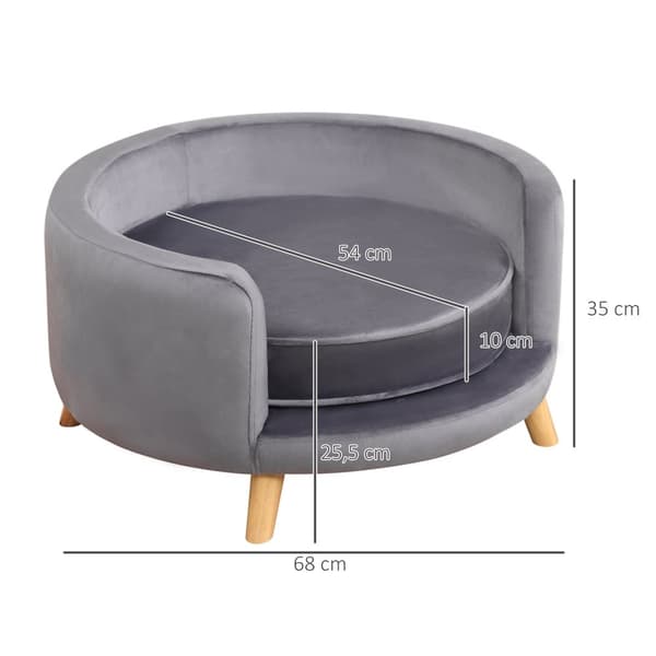 Pet Sofa til Mellemstore Hunde, 68x68x35 cm, Grå