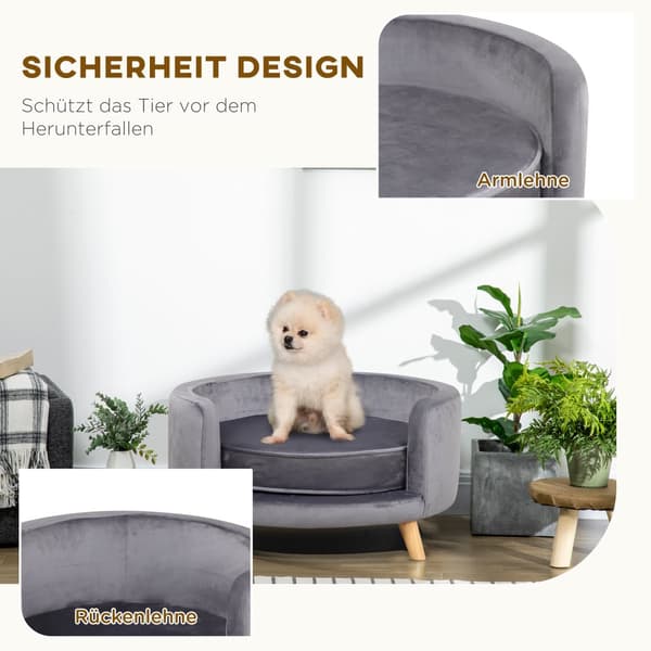 Pet Sofa til Mellemstore Hunde, 68x68x35 cm, Grå