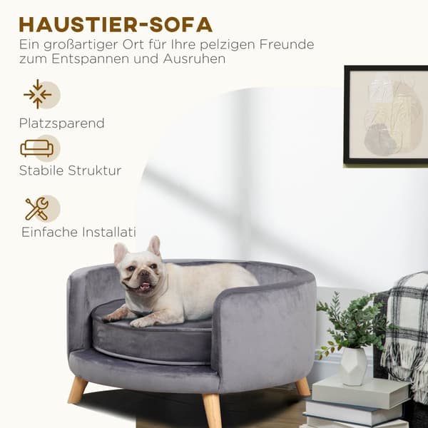 Pet Sofa til Mellemstore Hunde, 68x68x35 cm, Grå