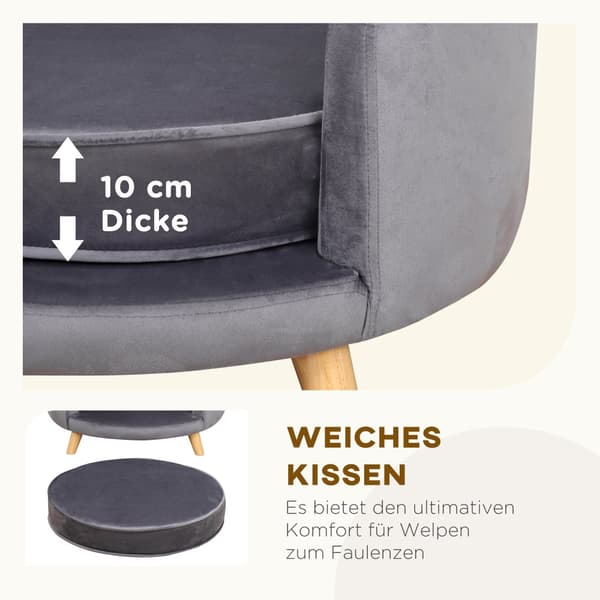 Pet Sofa til Mellemstore Hunde, 68x68x35 cm, Grå