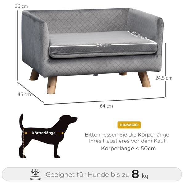 Kæledyrsssofa, 64x45x36 cm, Grå