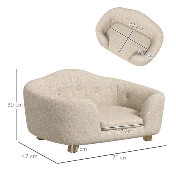 Hundesofa, 70x47x30 cm, Creme Hvid
