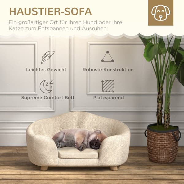Hundesofa, 70x47x30 cm, Creme Hvid
