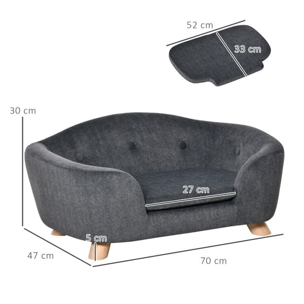 Kæledyrsssofa, 70x47x30 cm, Mørkegrå