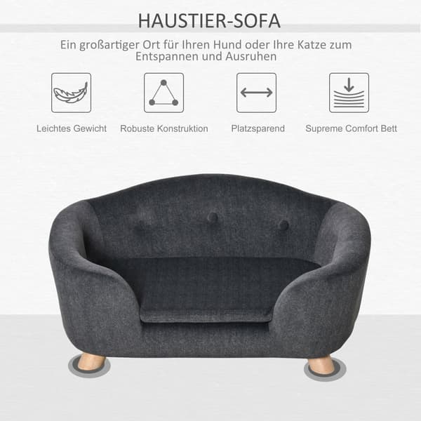 Kæledyrsssofa, 70x47x30 cm, Mørkegrå