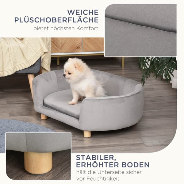 Hundesofa, D04-167GY, 86x55x33 cm, Lysegrå