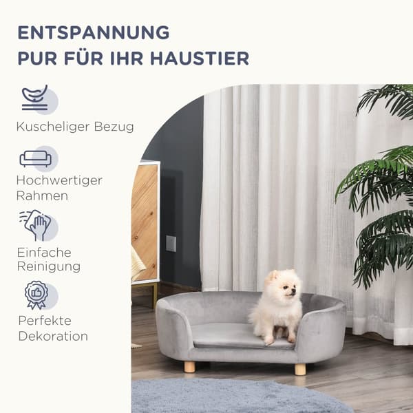 Hundesofa, D04-167GY, 86x55x33 cm, Lysegrå