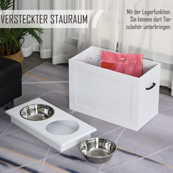 Hundmatningsstation, 60x30x41 cm, Vit