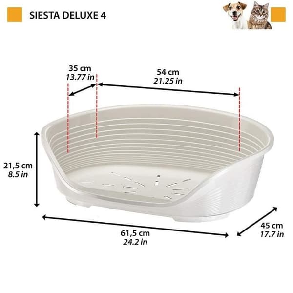 FERPLAST Siesta Deluxe 4 korgar - 61,5x45x21,5 cm - Mörkgrå - För hundar och katter