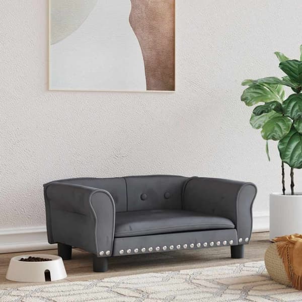 Hundbädd mörkgrå 70x45x30 cm sammet Hundbädd mörkgrå 70x45x30 cm sammet