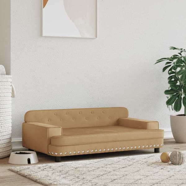 Hundbädd brun 90x53x30 cm sammet