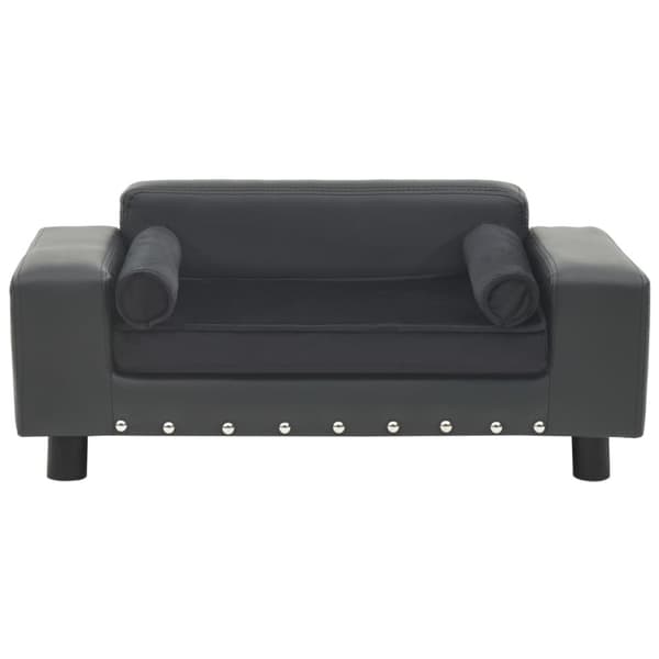 Hundsoffa mörkgrå 81x43x31 cm plysch och konstläder