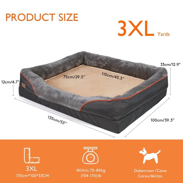 Suuri koiranpeti, irrotettava ja pestävä päällinen, tukevasta sieni-vaahtomuovista,3XL