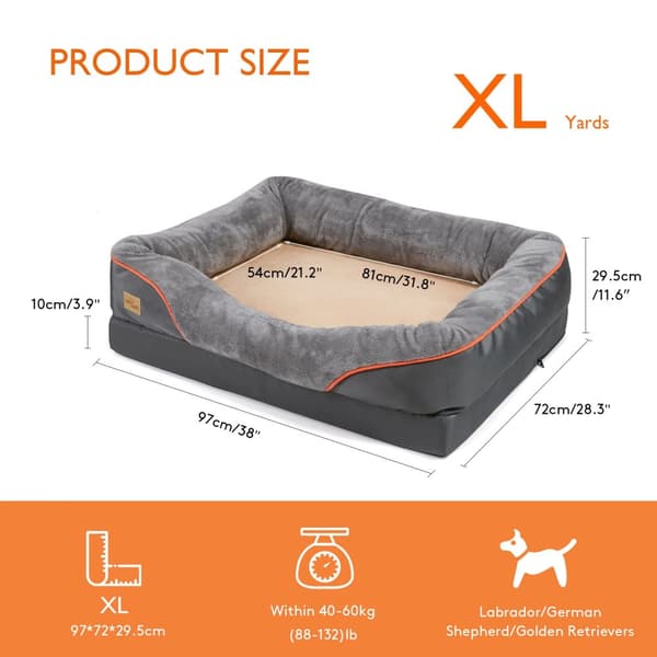 Suuri koiranpeti, irrotettava ja pestävä päällinen, tukevasta sieni-vaahtomuovista,XL