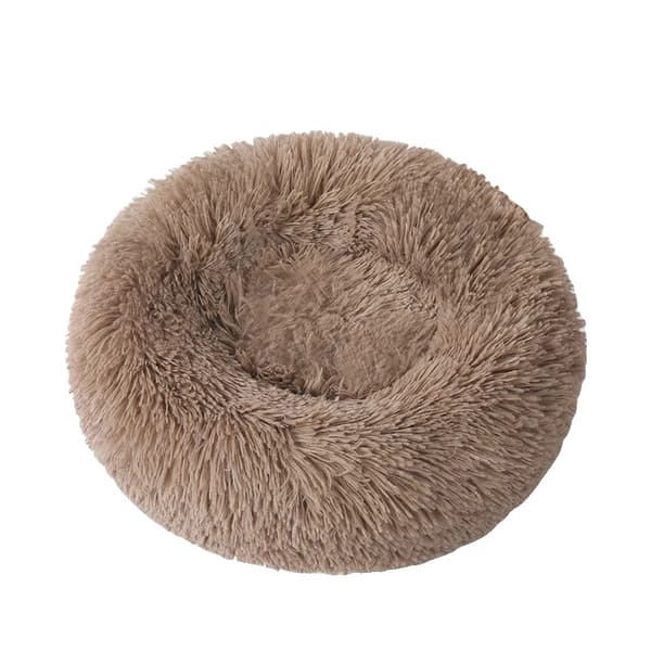 Pyöreä lemmikkivuode, pehmeä materiaali, konepestävä, tilava muotoilu,Harmaa kahvi, 90cm