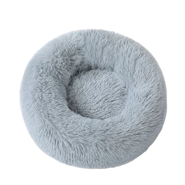 Rund Katteseng, Blødt Materiale, Maskinvaskbar, Rummelig Design,Lys grå, 90cm
