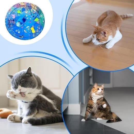 Lollanda Vattenspelmatta för Husdjur, kylmatta för katt och små hundar - Sensorisk Matta 65x65 cm, Inflaterbar, Kan fyllas med vatten