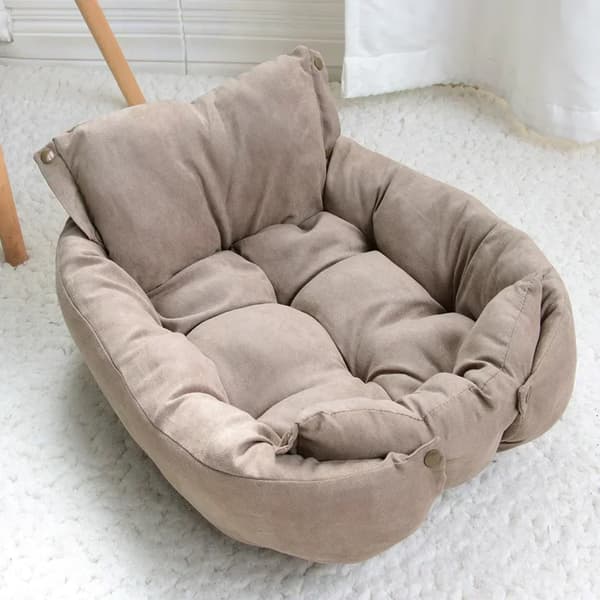 Pet Bed Mat, 100% Bomuld, Aftageligt Betræk, Maskinvaskbart,Brun, M