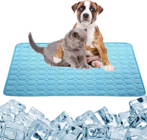 Lollanda  Kylmatta för Hund & Katt, Kylmatta för husdjur, Kyldyna som svalkar, kylmatta för katt och små hundar – Självkylande, Blå/Grå Blå 40×30cm