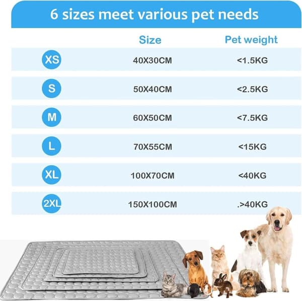 Lollanda Pet Kølemåtte, Hundemåtte, Kølemåtte til katte og små hunde – Vaskbar, bærbar, flere størrelser, komfortabel og åndbar