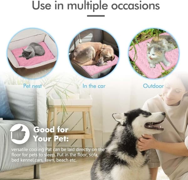 Lollanda Pet Kølemåtte, Hundemåtte, Kølemåtte til katte og små hunde – Vaskbar, bærbar, flere størrelser, komfortabel og åndbar