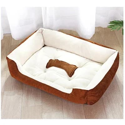 Pet Bed, Åndbar, Komfortabel,L80x60x15cm, Kaffe