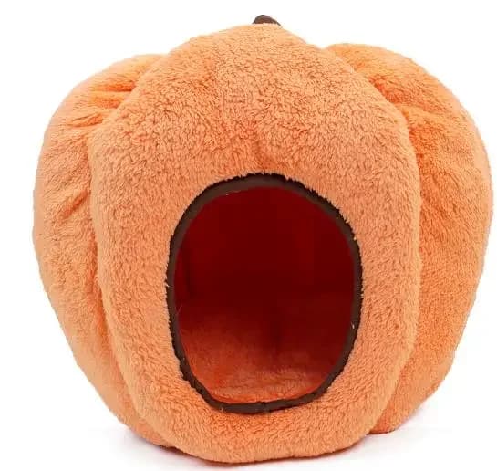 Katt- eller hundsäng, Söt pumpaform, Handtvättbar,en storlek, orange