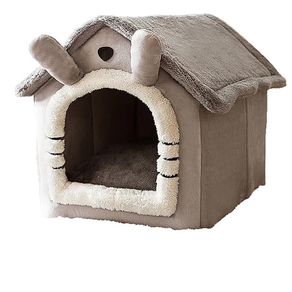 Pet House, Innesluten inomhusdesign, Mjuk kudde,Grått hus, M