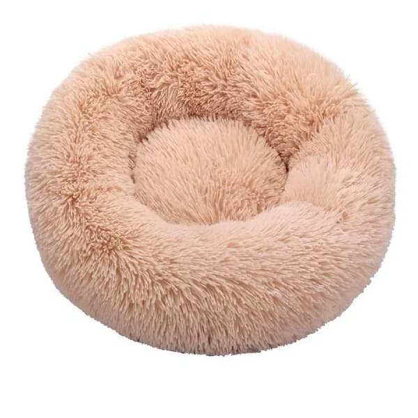 Kattbädd, Mjuk Plysch, Halkfri,Beige gul, 100cm