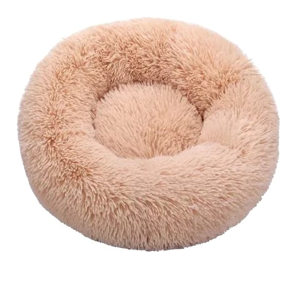 Kattbädd, Mjuk Plysch, Halkfri,Beige gul, 100cm