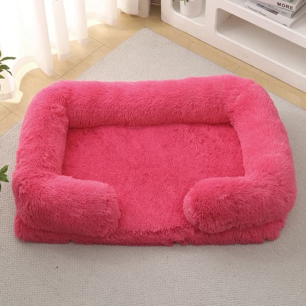 Hundesofa, Vaskbart Betræk, Ortopædisk Støtte,Rosa farve, XL 100x60x18cm