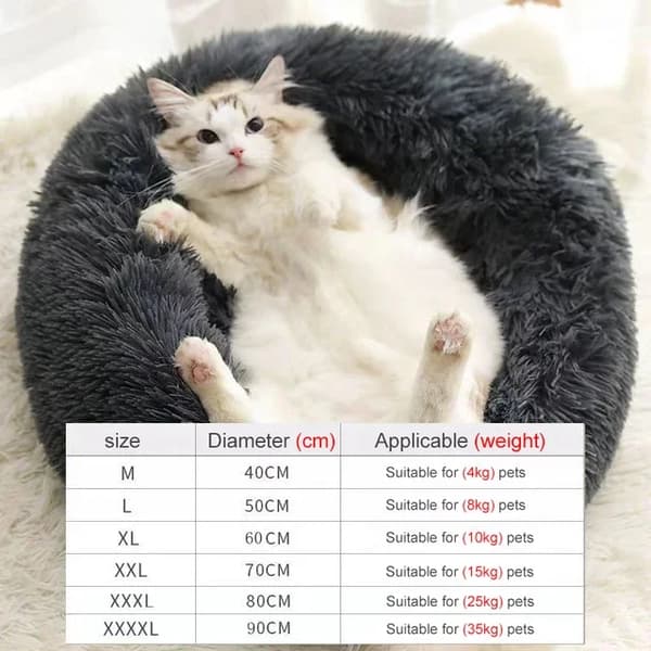 Pet Bed, Super Blød, Nem at Rengøre,M-Diameter40cm, Mørk grå