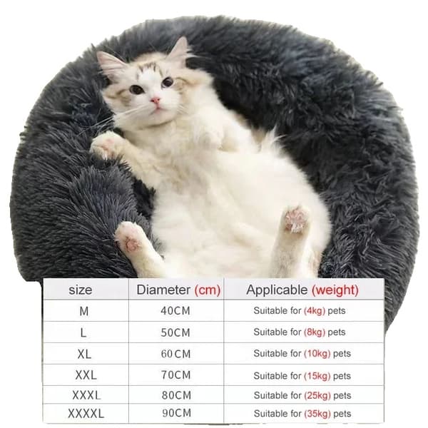 Pet Bed, Super Blød, Nem at Rengøre,M-Diameter40cm, Mørk grå