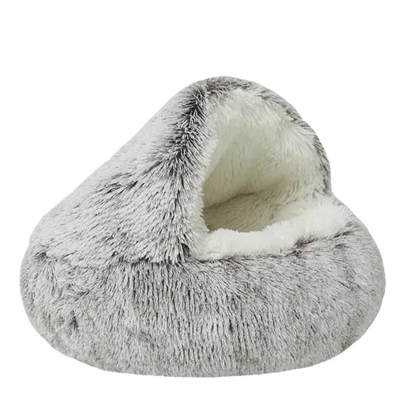 Hundsäng, mjukt plyschtyg, semi-inbyggd design,kaffe-lång plysch, 60cm
