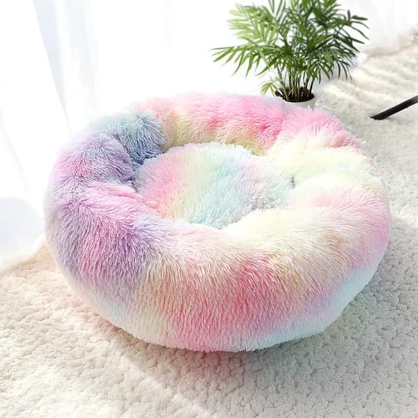 Kattbädd, mjukt plyschmaterial, bekväm design,Färgglad, Diameter 70cm