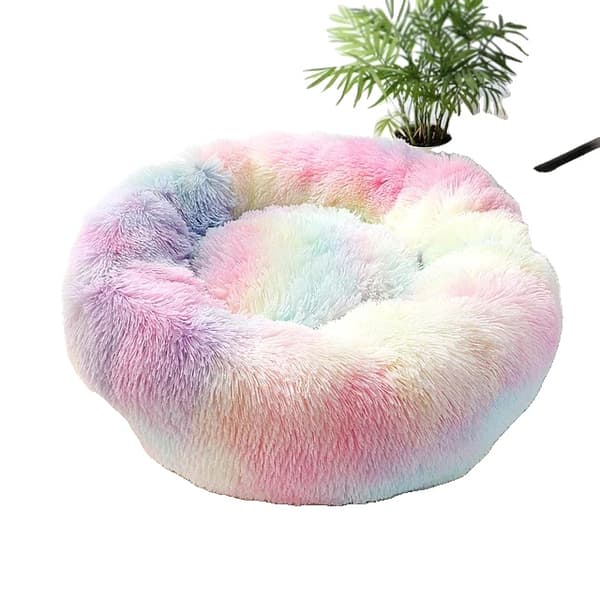 Kattbädd, mjukt plyschmaterial, bekväm design,Färgglad, Diameter 70cm