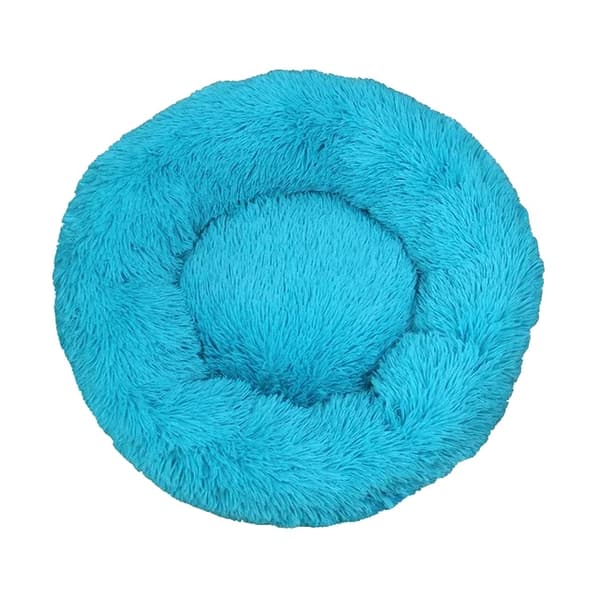 Katte seng, blød plys, bærbar,Diameter 40cm, blå