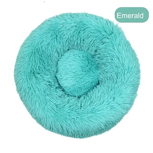 Katte seng, blød plys, bærbar,Diameter 100cm, Smaragd