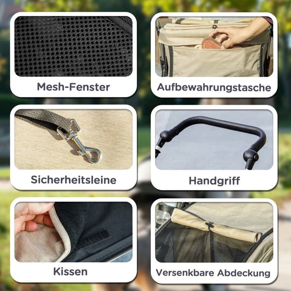 Hundvagn, 80x48.5x106 cm, Khaki