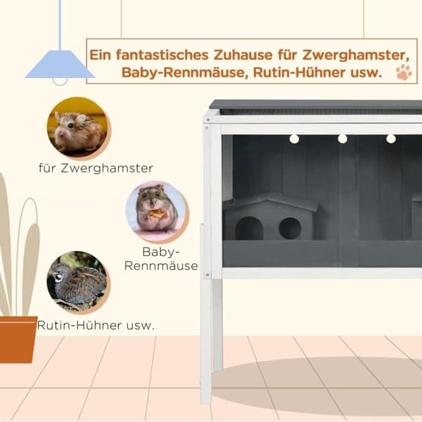 Hamsterbur, 82x45x81 cm, Grå