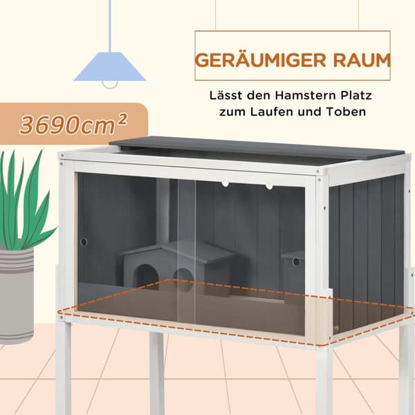Hamsterbur, 82x45x81 cm, Grå