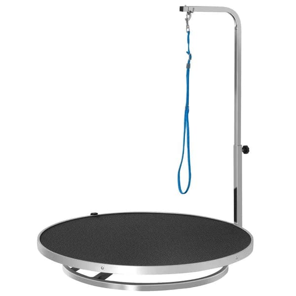 Rootz Hundeplejebord - Kæledyrsplejebord - Roterende tørrebord med justerbar arm - Skridsikkert bord - Toplåsesystem - Aluminium - Sikkerhedssnor - Ø6