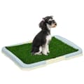 Miniatyrbild 1 av 7: Rootz hundtoalett - Valptoalett - 2 lager - Konstgräs - Återanvändbar - Träningsdyna för valp - Grön + Vit - 63 x 48,5 x 6 cm