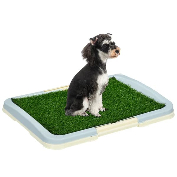 Rootz hundtoalett - Valptoalett - 2 lager - Konstgräs - Återanvändbar - Träningsdyna för valp - Grön + Vit - 63 x 48,5 x 6 cm