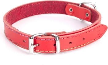 Dingo skinnkrage fôret med filt, bredde 1,0 cm, lengde 36 cm, rød