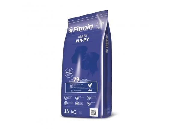 FITMIN Maxi Puppy, 15 kg, Maxi (26 - 44 kg), A-vitamiini, B1-vitamiini, B12-vitamiini, B2-vitamiini, B6-vitamiini, B6-vitamiini, B9-vitamiini (foolih