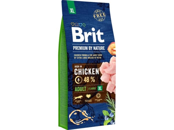 Brit Premium by Nature Adult XL 15kg, Adult, Enorm (> 45kg), Kylling, Laks, 15 kg