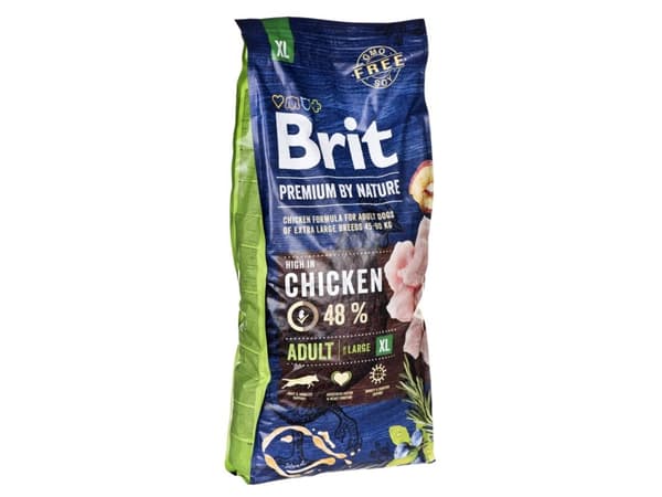 Brit Premium by Nature Adult XL 15kg, Adult, Enorm (> 45kg), Kylling, Laks, 15 kg