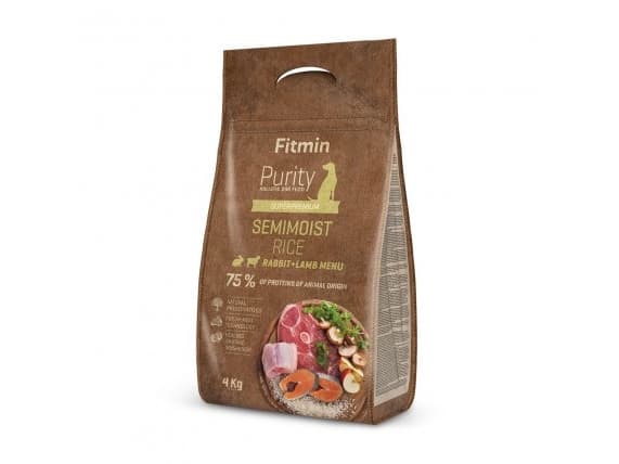 FITMIN Purity dog Rice Semimoist Rabbit & Lamb, Adult, Lamm, Kanin, Ris, 4 kg
